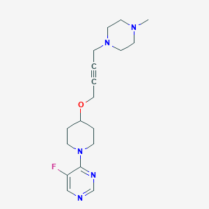 molecular formula C18H26FN5O B2596146 5-Fluoro-4-(4-{[4-(4-methylpiperazin-1-yl)but-2-yn-1-yl]oxy}piperidin-1-yl)pyrimidine CAS No. 2415502-96-2