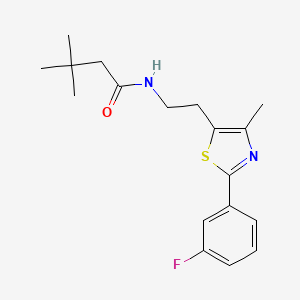 molecular formula C18H23FN2OS B2596160 N-[2-[2-(3-fluorophenyl)-4-methyl-1,3-thiazol-5-yl]ethyl]-3,3-dimethylbutanamide CAS No. 946250-68-6