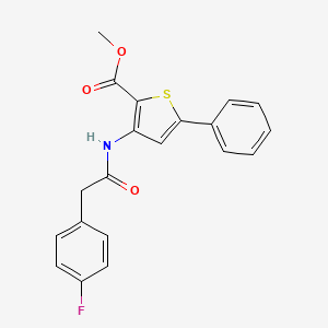 molecular formula C20H16FNO3S B2596161 3-(2-(4-氟苯基)乙酰氨基)-5-苯硫代吩-2-甲酸甲酯 CAS No. 922700-62-7