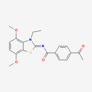 molecular formula C20H20N2O4S B2596166 4-acetyl-N-(3-ethyl-4,7-dimethoxy-1,3-benzothiazol-2-ylidene)benzamide CAS No. 868369-51-1