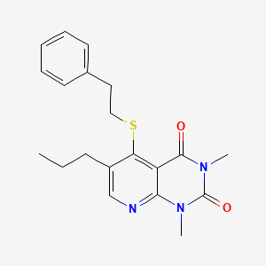 molecular formula C20H23N3O2S B2596179 1,3-二甲基-5-(苯乙硫基)-6-丙基吡啶并[2,3-d]嘧啶-2,4(1H,3H)-二酮 CAS No. 899940-97-7