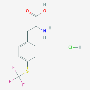 molecular formula C10H11ClF3NO2S B2596194 2-Amino-3-[4-(trifluoromethylsulfanyl)phenyl]propanoic acid;hydrochloride CAS No. 2305253-94-3
