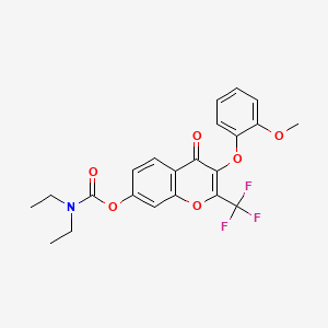 molecular formula C22H20F3NO6 B2596197 3-(2-methoxyphenoxy)-4-oxo-2-(trifluoromethyl)-4H-chromen-7-yl diethylcarbamate CAS No. 637751-19-0