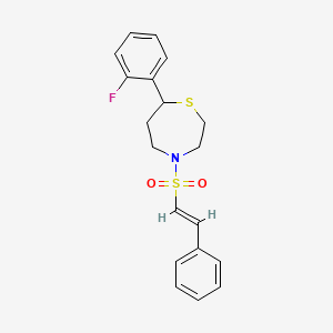 molecular formula C19H20FNO2S2 B2596214 (E)-7-(2-fluorophenyl)-4-(styrylsulfonyl)-1,4-thiazepane CAS No. 1706510-63-5