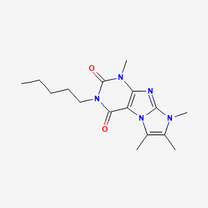 molecular formula C16H23N5O2 B2596216 1,6,7,8-四甲基-3-戊基-1H-咪唑并[2,1-f]嘌呤-2,4(3H,8H)-二酮 CAS No. 887876-94-0