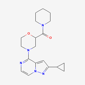 molecular formula C19H25N5O2 B2596219 [4-(2-Cyclopropylpyrazolo[1,5-a]pyrazin-4-yl)morpholin-2-yl]-piperidin-1-ylmethanone CAS No. 2415624-37-0