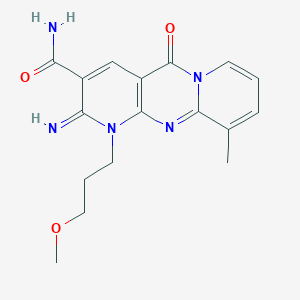 molecular formula C17H19N5O3 B2596225 2-Imino-1-(3-methoxypropyl)-10-methyl-5-oxo-1,6-dihydropyridino[2,3-d]pyridino [1,2-a]pyrimidine-3-carboxamide CAS No. 663219-03-2