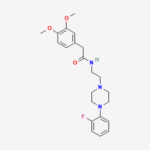 molecular formula C22H28FN3O3 B2596229 2-(3,4-dimethoxyphenyl)-N-(2-(4-(2-fluorophenyl)piperazin-1-yl)ethyl)acetamide CAS No. 1049439-92-0