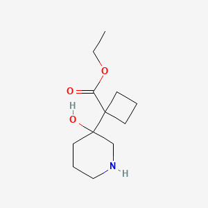 molecular formula C12H21NO3 B2596231 Ethyl 1-(3-hydroxypiperidin-3-yl)cyclobutane-1-carboxylate CAS No. 2287298-18-2