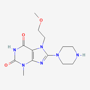 molecular formula C13H20N6O3 B2596233 7-(2-Methoxyethyl)-3-methyl-8-piperazin-1-ylpurine-2,6-dione CAS No. 499986-59-3