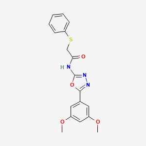 molecular formula C18H17N3O4S B2596254 N-[5-(3,5-dimethoxyphenyl)-1,3,4-oxadiazol-2-yl]-2-phenylsulfanylacetamide CAS No. 895487-96-4