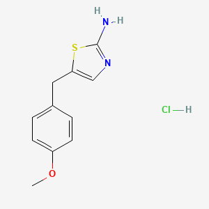 molecular formula C11H13ClN2OS B2596259 5-[(4-Methoxyphenyl)methyl]-1,3-thiazol-2-amine;hydrochloride CAS No. 2309476-56-8
