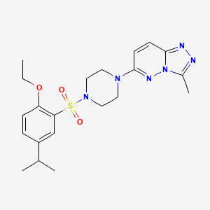 molecular formula C21H28N6O3S B2596262 6-(4-((2-Ethoxy-5-isopropylphenyl)sulfonyl)piperazin-1-yl)-3-methyl-[1,2,4]triazolo[4,3-b]pyridazine CAS No. 1021090-21-0