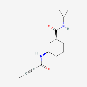 molecular formula C14H20N2O2 B2596273 (1S,3R)-3-(But-2-ynoylamino)-N-cyclopropylcyclohexane-1-carboxamide CAS No. 2411177-75-6