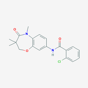 B2596280 2-chloro-N-(3,3,5-trimethyl-4-oxo-2,3,4,5-tetrahydrobenzo[b][1,4]oxazepin-8-yl)benzamide CAS No. 921792-64-5