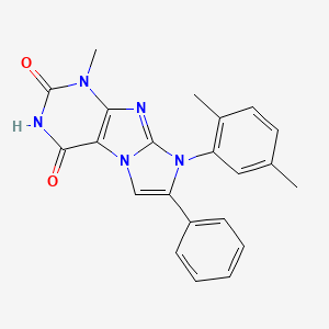 molecular formula C22H19N5O2 B2596283 8-(2,5-二甲苯基)-1-甲基-7-苯基-1H-咪唑并[2,1-f]嘌呤-2,4(3H,8H)-二酮 CAS No. 923489-78-5