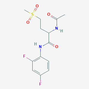 molecular formula C13H16F2N2O4S B2596304 2-乙酰氨基-N-(2,4-二氟苯基)-4-(甲磺酰基)丁酰胺 CAS No. 1043948-32-8