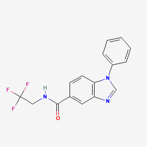 molecular formula C16H12F3N3O B2596307 1-苯基-N-(2,2,2-三氟乙基)-1H-苯并[d]咪唑-5-甲酰胺 CAS No. 1203375-93-2