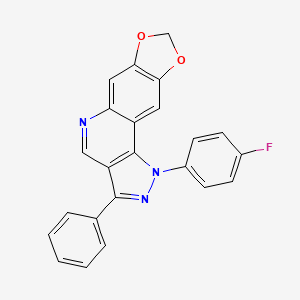 molecular formula C23H14FN3O2 B2596309 3-(4-氟苯基)-5-苯基-12,14-二氧杂-3,4,8-三氮杂四环[7.7.0.0^{2,6}.0^{11,15}]十六-1(16),2(6),4,7,9,11(15)-己烯 CAS No. 901264-77-5