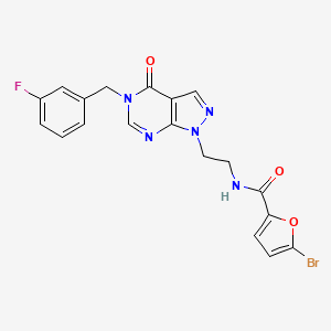 molecular formula C19H15BrFN5O3 B2596324 5-溴-N-(2-(5-(3-氟苄基)-4-氧代-4,5-二氢-1H-吡唑并[3,4-d]嘧啶-1-基)乙基)呋喃-2-甲酰胺 CAS No. 922045-09-8