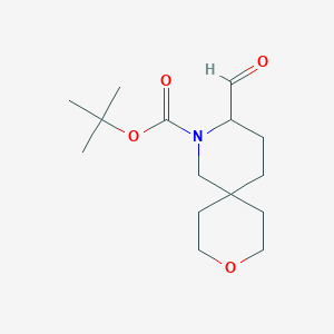 molecular formula C15H25NO4 B2596327 叔丁基3-甲酰基-9-氧代-2-氮杂螺[5.5]十一烷-2-羧酸酯 CAS No. 2241130-59-4