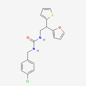 molecular formula C18H17ClN2O2S B2596331 1-[(4-Chlorophenyl)methyl]-3-[2-(furan-2-yl)-2-(thiophen-2-yl)ethyl]urea CAS No. 2097858-56-3