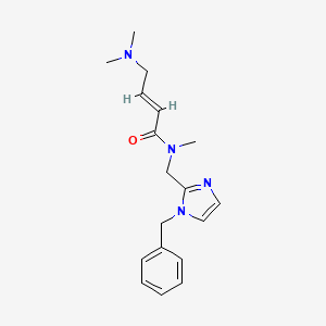 molecular formula C18H24N4O B2596335 (E)-N-[(1-Benzylimidazol-2-yl)methyl]-4-(dimethylamino)-N-methylbut-2-enamide CAS No. 2411333-07-6