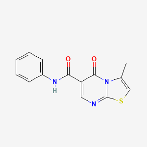 molecular formula C14H11N3O2S B2596338 3-methyl-5-oxo-N-phenyl-5H-thiazolo[3,2-a]pyrimidine-6-carboxamide CAS No. 851944-96-2