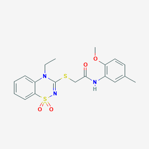 2-((4-ethyl-1,1-dioxido-4H-benzo[e][1,2,4]thiadiazin-3-yl)thio)-N-(2-methoxy-5-methylphenyl)acetamide