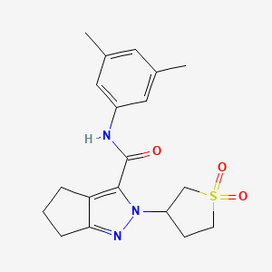 molecular formula C19H23N3O3S B2596342 N-(3,5-二甲基苯基)-2-(1,1-二氧化四氢噻吩-3-基)-2,4,5,6-四氢环戊[c]吡唑-3-甲酰胺 CAS No. 2319801-87-9