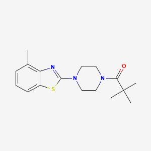 molecular formula C17H23N3OS B2596343 2,2-Dimethyl-1-(4-(4-methylbenzo[d]thiazol-2-yl)piperazin-1-yl)propan-1-one CAS No. 897475-91-1