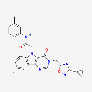 2-{3-[(3-cyclopropyl-1,2,4-oxadiazol-5-yl)methyl]-8-methyl-4-oxo-3,4-dihydro-5H-pyrimido[5,4-b]indol-5-yl}-N-(3-methylphenyl)acetamide