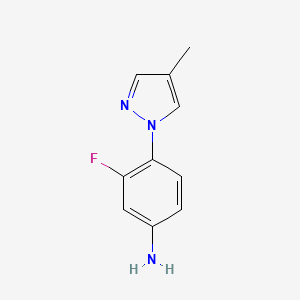 molecular formula C10H10FN3 B2596351 3-fluoro-4-(4-methyl-1H-pyrazol-1-yl)aniline CAS No. 1006960-79-7