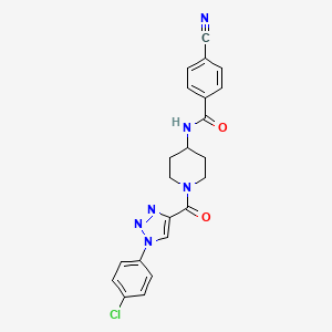 B2596364 N-(1-(1-(4-chlorophenyl)-1H-1,2,3-triazole-4-carbonyl)piperidin-4-yl)-4-cyanobenzamide CAS No. 1251608-14-6