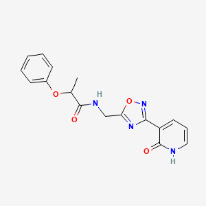 molecular formula C17H16N4O4 B2596365 N-((3-(2-氧代-1,2-二氢吡啶-3-基)-1,2,4-恶二唑-5-基)甲基)-2-苯氧基丙酰胺 CAS No. 2034550-76-8