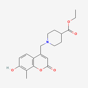 molecular formula C19H23NO5 B2596378 1-[(7-羟基-8-甲基-2-氧代色满-4-基)甲基]哌啶-4-羧酸乙酯 CAS No. 887210-24-4