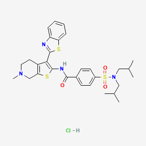 N-(3-(benzo[d]thiazol-2-yl)-6-methyl-4,5,6,7-tetrahydrothieno[2,3-c]pyridin-2-yl)-4-(N,N-diisobutylsulfamoyl)benzamide hydrochloride