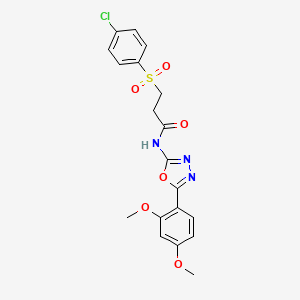 molecular formula C19H18ClN3O6S B2596420 3-((4-chlorophenyl)sulfonyl)-N-(5-(2,4-dimethoxyphenyl)-1,3,4-oxadiazol-2-yl)propanamide CAS No. 895466-94-1