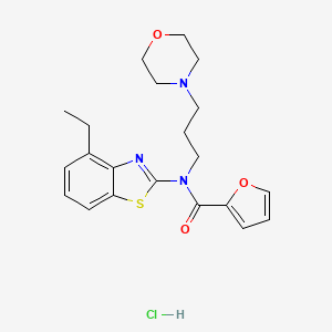 molecular formula C21H26ClN3O3S B2596421 N-(4-ethylbenzo[d]thiazol-2-yl)-N-(3-morpholinopropyl)furan-2-carboxamide hydrochloride CAS No. 1215402-84-8