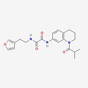 molecular formula C21H25N3O4 B2596428 N1-(2-(呋喃-3-基)乙基)-N2-(1-异丁酰-1,2,3,4-四氢喹啉-7-基)草酰胺 CAS No. 1428360-04-6