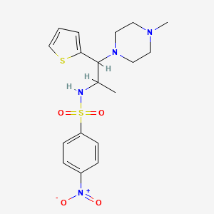 molecular formula C18H24N4O4S2 B2596430 N-(1-(4-甲基哌嗪-1-基)-1-(噻吩-2-基)丙烷-2-基)-4-硝基苯磺酰胺 CAS No. 847381-09-3