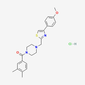 molecular formula C24H28ClN3O2S B2596462 (3,4-Dimethylphenyl)(4-((4-(4-methoxyphenyl)thiazol-2-yl)methyl)piperazin-1-yl)methanone hydrochloride CAS No. 1216615-29-0