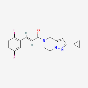 molecular formula C18H17F2N3O B2596469 (E)-1-(2-环丙基-6,7-二氢吡唑并[1,5-a]嘧啶-5(4H)-基)-3-(2,5-二氟苯基)丙-2-烯-1-酮 CAS No. 2035018-50-7