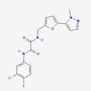 N'-(3-Chloro-4-fluorophenyl)-N-[[5-(2-methylpyrazol-3-yl)furan-2-yl]methyl]oxamide