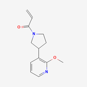 molecular formula C13H16N2O2 B2596479 1-[3-(2-Methoxypyridin-3-yl)pyrrolidin-1-yl]prop-2-en-1-one CAS No. 2196444-13-8