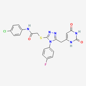 molecular formula C21H16ClFN6O3S B2596480 N-(4-chlorophenyl)-2-((5-((2,6-dioxo-1,2,3,6-tetrahydropyrimidin-4-yl)methyl)-4-(4-fluorophenyl)-4H-1,2,4-triazol-3-yl)thio)acetamide CAS No. 852154-13-3