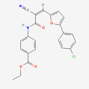 molecular formula C23H17ClN2O4 B2596481 (Z)-ethyl 4-(3-(5-(4-chlorophenyl)furan-2-yl)-2-cyanoacrylamido)benzoate CAS No. 313505-60-1
