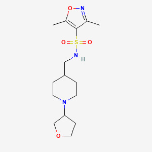 molecular formula C15H25N3O4S B2596488 3,5-dimethyl-N-((1-(tetrahydrofuran-3-yl)piperidin-4-yl)methyl)isoxazole-4-sulfonamide CAS No. 2034303-59-6