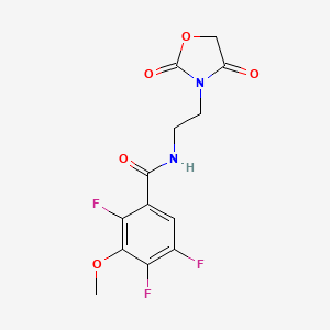 molecular formula C13H11F3N2O5 B2596495 2,4,5-三氟-3-甲氧基苯甲酰胺-N-(2-(2,4-二氧代恶唑烷-3-基)乙基) CAS No. 2034535-62-9