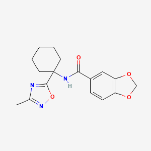 molecular formula C17H19N3O4 B2596497 N-[1-(3-甲基-1,2,4-恶二唑-5-基)环己基]-1,3-苯二氧杂环-5-甲酰胺 CAS No. 1326942-50-0